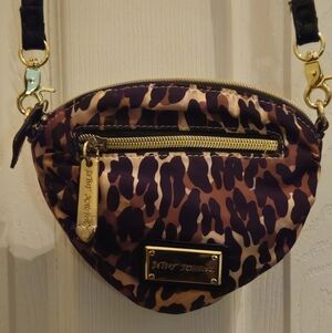 Betsey Johnson Black & Brown Cheetah Mini Crossbody Bag